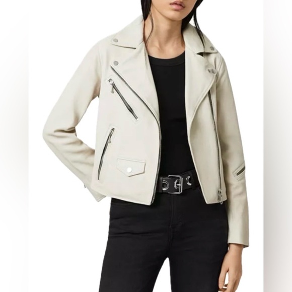 All Saints Riley Leather Biker Jacket - Picture 5 of 12